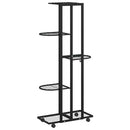 vidaXL 5-szintes fekete vas virágtartó állvány kerekekkel 44x23x100 cm