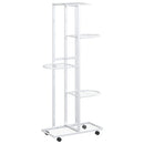 vidaXL 5 szintes fehér vas virágtartó állvány kerekekkel 44x23x100 cm