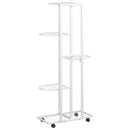 vidaXL 5 szintes fehér vas virágtartó állvány kerekekkel 44x23x100 cm