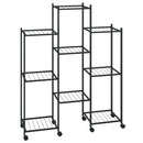 vidaXL fekete vas virágtartó állvány kerekekkel 83 x 25 x 103,5 cm