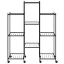 vidaXL fekete vas virágtartó állvány kerekekkel 83 x 25 x 103,5 cm