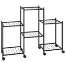 vidaXL fekete vas virágtartó állvány kerekekkel 83 x 25 x 63,5 cm