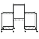 vidaXL fekete vas virágtartó állvány kerekekkel 83 x 25 x 63,5 cm