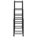 vidaXL fekete vas virágtartó állvány kerekekkel 83 x 25 x 83,5 cm