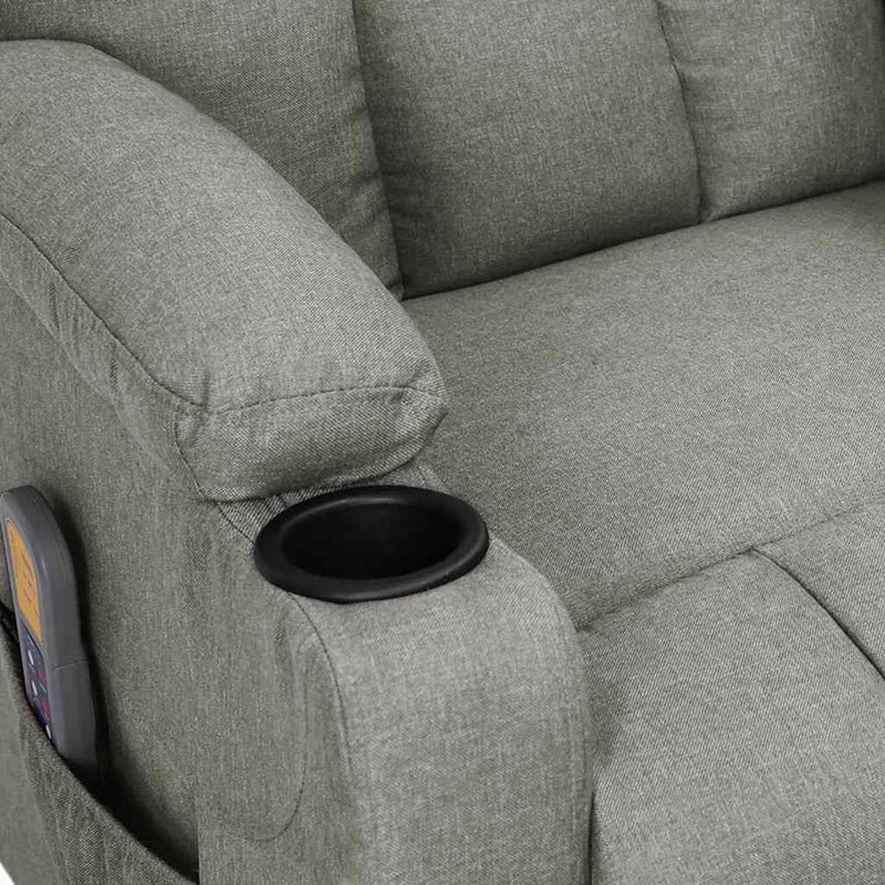 vidaXL világosszürke szövet elektromos masszázsfotel