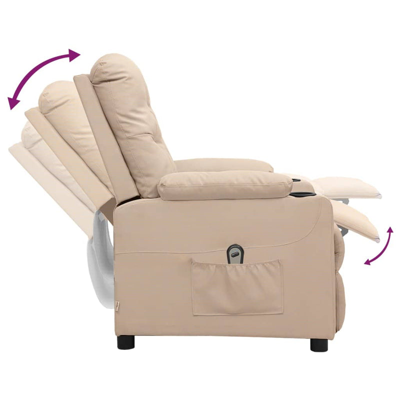 vidaXL krémszínű szövet elektromos dönthető fotel