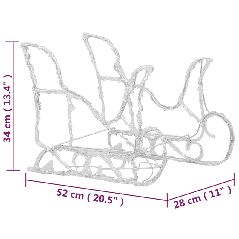 vidaXL akril rénszarvasos-szános karácsonyi dekoráció 320 LED-del
