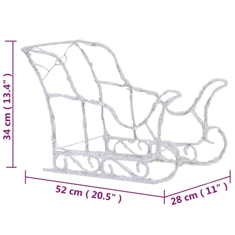 vidaXL akril rénszarvasos-szános karácsonyi dekoráció 320 LED-del