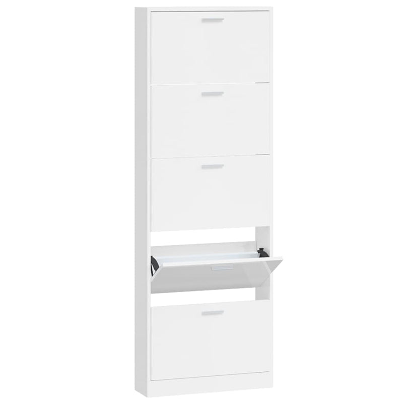 vidaXL magasfényű fehér szerelt fa cipőszekrény 59 x 17 x 169 cm