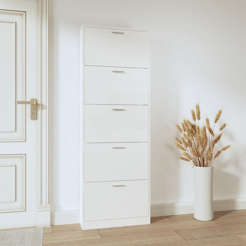 vidaXL magasfényű fehér szerelt fa cipőszekrény 59 x 17 x 169 cm