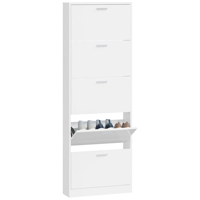 vidaXL magasfényű fehér szerelt fa cipőszekrény 59 x 17 x 169 cm