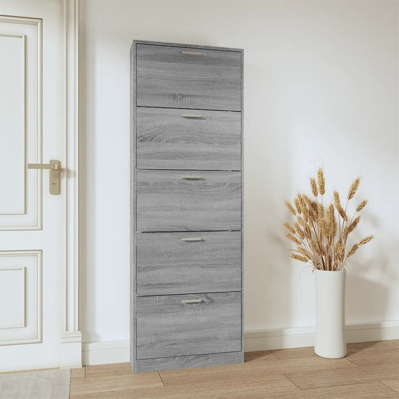vidaXL szürke sonoma színű szerelt fa cipősszekrény 59 x 17 x 169 cm