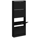vidaXL fekete szerelt fa cipősszekrény 59x17x150 cm
