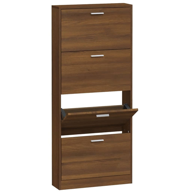 vidaXL barna tölgyszínű szerelt fa cipősszekrény 59 x 17 x 150 cm