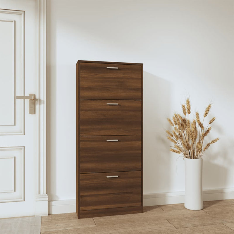 vidaXL barna tölgyszínű szerelt fa cipősszekrény 59 x 17 x 150 cm