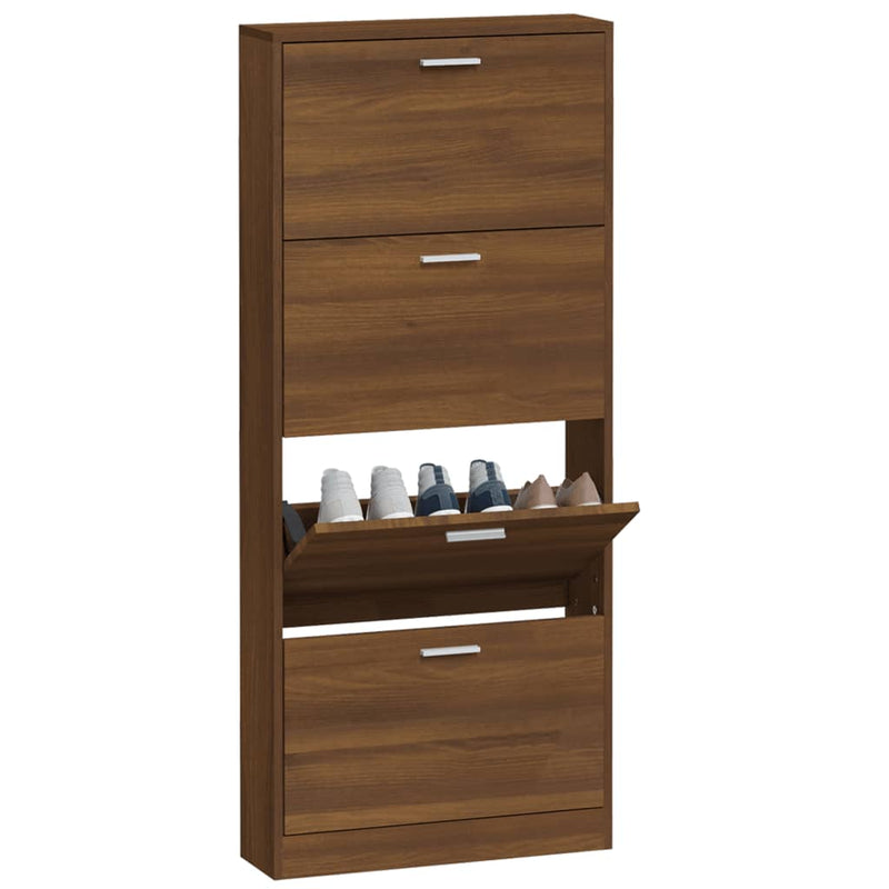 vidaXL barna tölgyszínű szerelt fa cipősszekrény 59 x 17 x 150 cm