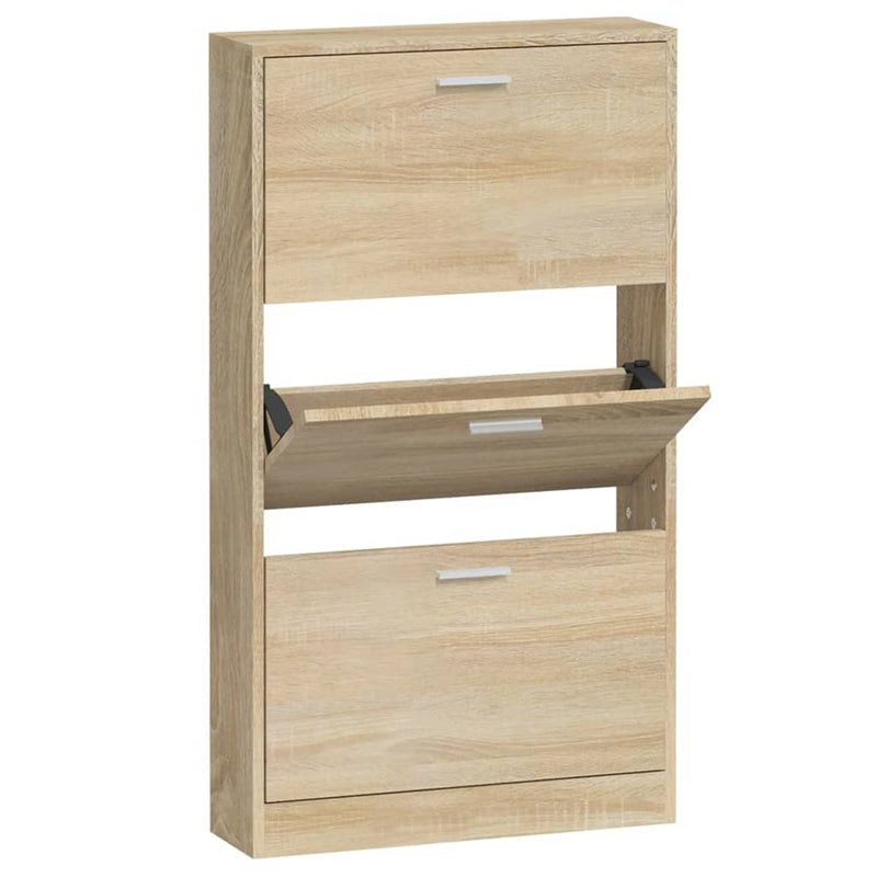 vidaXL tölgyszínű szerelt fa cipősszekrény 59x17x108 cm