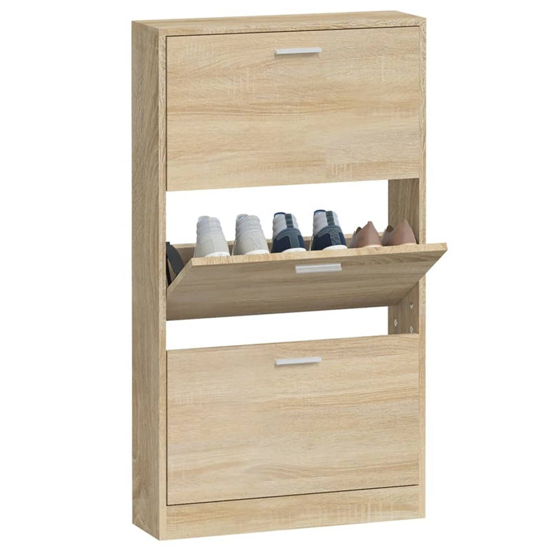 vidaXL tölgyszínű szerelt fa cipősszekrény 59x17x108 cm