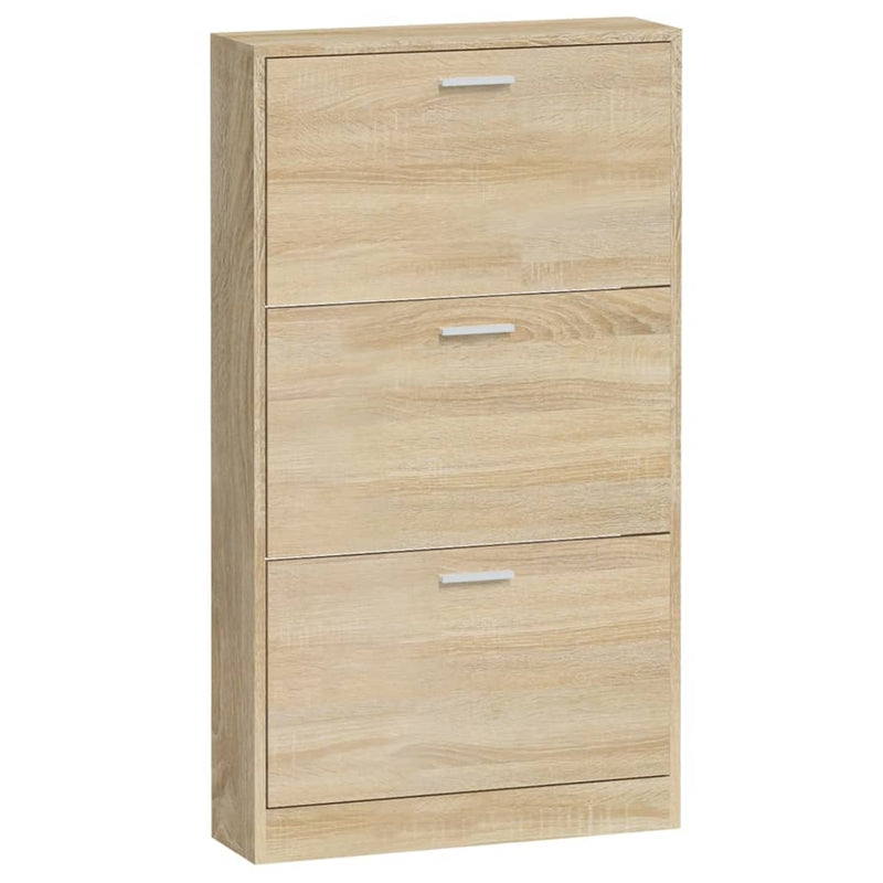 vidaXL tölgyszínű szerelt fa cipősszekrény 59x17x108 cm