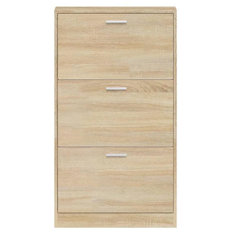 vidaXL tölgyszínű szerelt fa cipősszekrény 59x17x108 cm