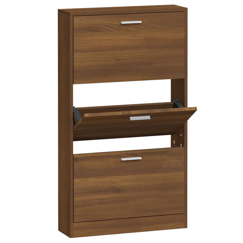 vidaXL barna tölgyszínű szerelt fa cipősszekrény 59 x 17 x 150 cm