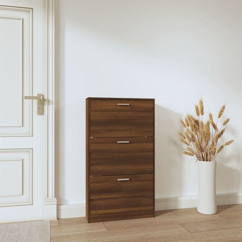vidaXL barna tölgyszínű szerelt fa cipősszekrény 59 x 17 x 150 cm