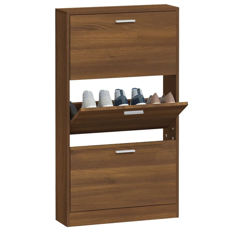 vidaXL barna tölgyszínű szerelt fa cipősszekrény 59 x 17 x 150 cm