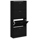 vidaXL fekete szerelt fa cipősszekrény 63x24x147 cm
