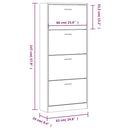 vidaXL betonszürke szerelt fa cipőszekrény 63x24x147 cm