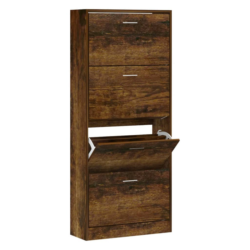 vidaXL füstös tölgy színű szerelt fa cipősszekrény 63x24x147 cm