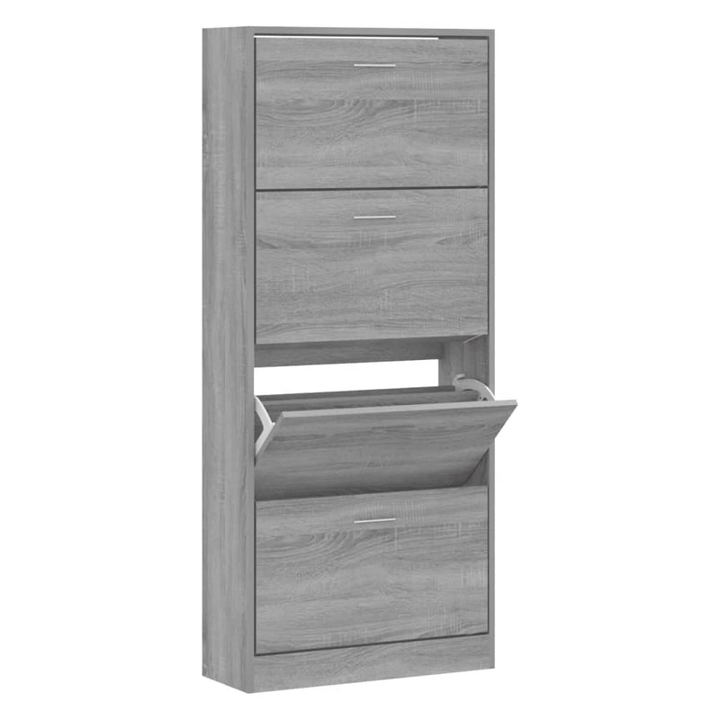 vidaXL szürke sonoma színű szerelt fa cipősszekrény 63x24x147 cm