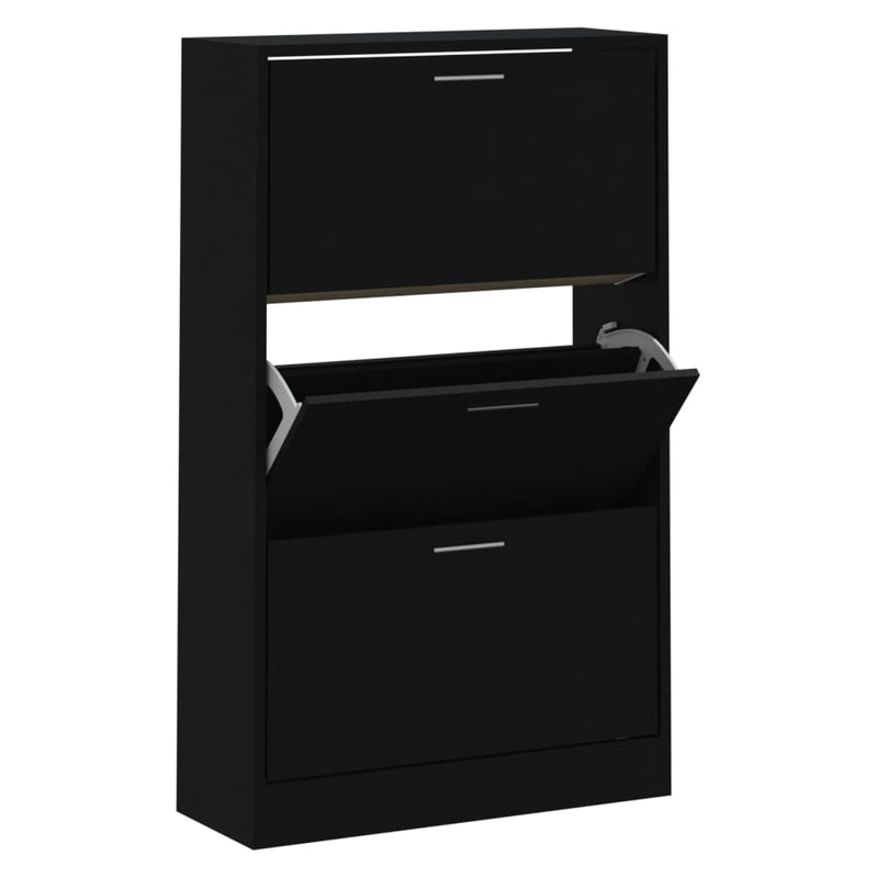 vidaXL fekete szerelt fa cipősszekrény 63x24x103 cm