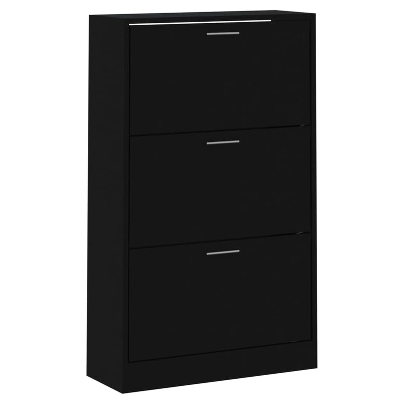 vidaXL fekete szerelt fa cipősszekrény 63x24x103 cm