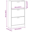 vidaXL füstös tölgy színű szerelt fa cipősszekrény 63x24x103 cm