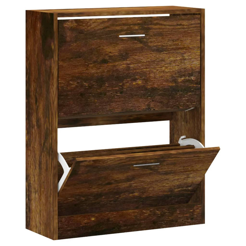 vidaXL füstös tölgy színű szerelt fa cipősszekrény 63x24x81 cm