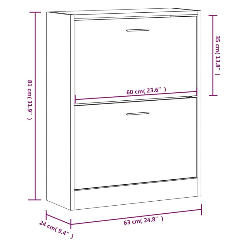 vidaXL barna tölgyszínű szerelt fa cipősszekrény 63x24x81 cm