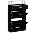 vidaXL fekete szerelt fa cipőszekrény 63 x 24 x 104 cm
