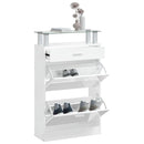 vidaXL magasfényű fehér szerelt fa cipőszekrény 63x24x104 cm