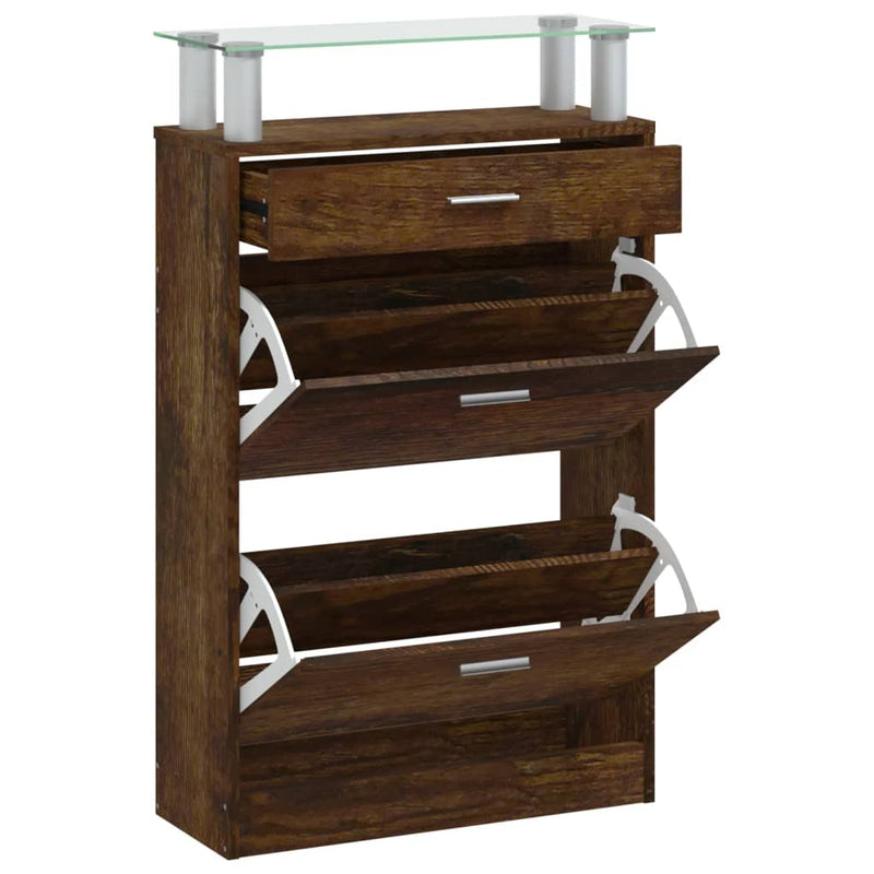 vidaXL füstös tölgy színű szerelt fa cipősszekrény 63x24x104 cm
