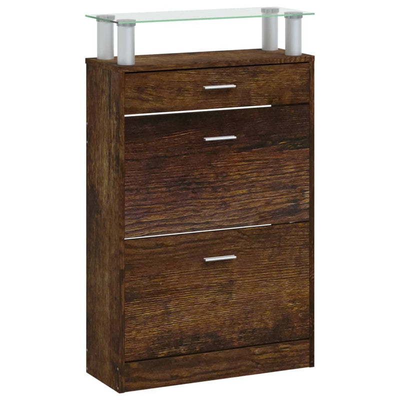 vidaXL füstös tölgy színű szerelt fa cipősszekrény 63x24x104 cm