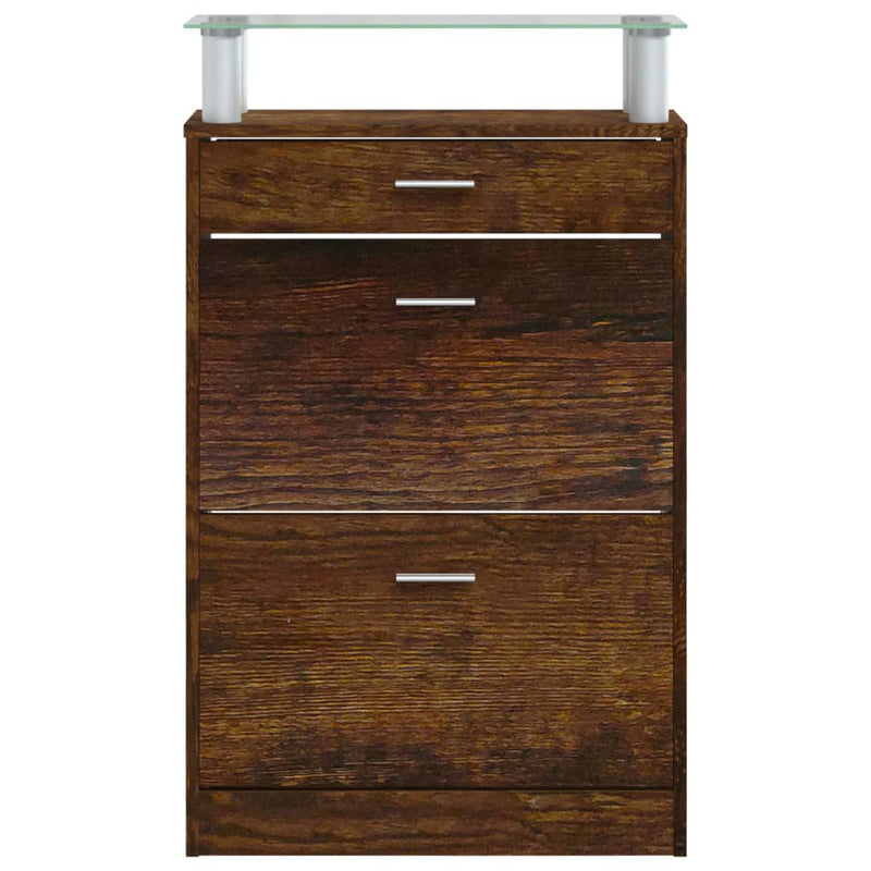 vidaXL füstös tölgy színű szerelt fa cipősszekrény 63x24x104 cm