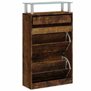 vidaXL füstös tölgy színű szerelt fa cipősszekrény 63x24x104 cm