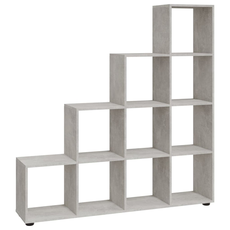 vidaXL betonszürke szerelt fa lépcsős könyvespolc 142 cm