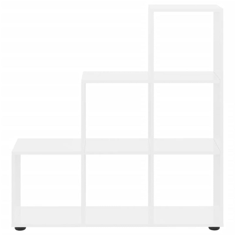 vidaXL magasfényű fehér szerelt fa lépcsős könyvespolc 142 cm