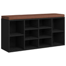 vidaXL fekete szerelt fa cipőtároló pad 103x30x48 cm