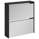 vidaXL fekete 2 szintes cipőszekrény tükörrel 63 x 17 x 67 cm