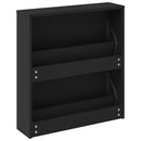 vidaXL fekete 2 szintes cipőszekrény tükörrel 63 x 17 x 67 cm