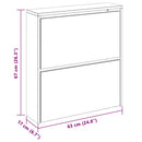 vidaXL fekete 2 szintes cipőszekrény tükörrel 63 x 17 x 67 cm