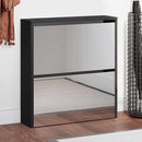 vidaXL fekete 2 szintes cipőszekrény tükörrel 63 x 17 x 67 cm