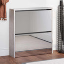 vidaXL betonszürke 2 szintes cipőszekrény tükörrel 63 x 17 x 67 cm